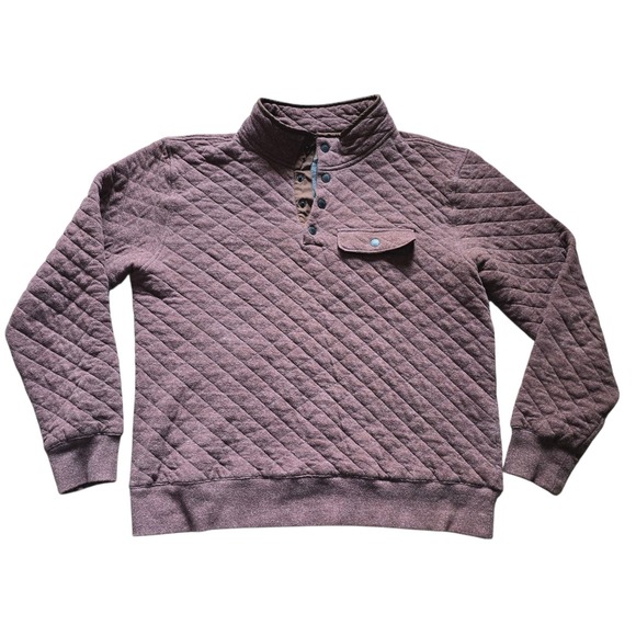 Faherty Brand Quilted Pullover Sweater Men's Size L Button Mock Neck - Picture 1 of 8